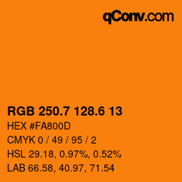 カラーコード: RGB 250.7 128.6 13 | qconv.com