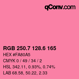 カラーコード: RGB 250.7 128.6 165 | qconv.com