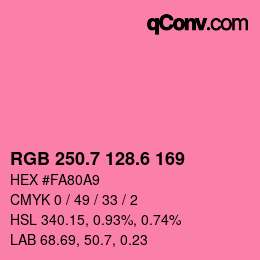 カラーコード: RGB 250.7 128.6 169 | qconv.com