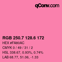 カラーコード: RGB 250.7 128.6 172 | qconv.com