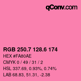 カラーコード: RGB 250.7 128.6 174 | qconv.com