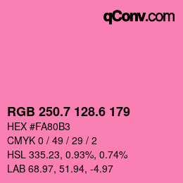 カラーコード: RGB 250.7 128.6 179 | qconv.com