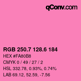 カラーコード: RGB 250.7 128.6 184 | qconv.com