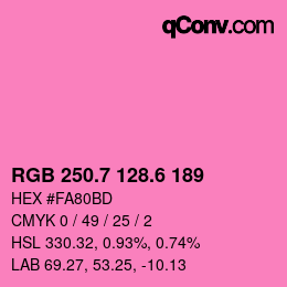 カラーコード: RGB 250.7 128.6 189 | qconv.com