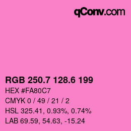 カラーコード: RGB 250.7 128.6 199 | qconv.com