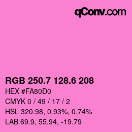 カラーコード: RGB 250.7 128.6 208 | qconv.com