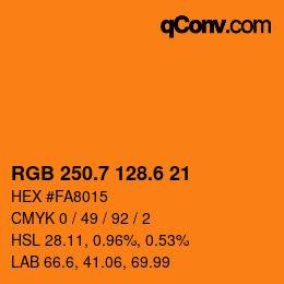 カラーコード: RGB 250.7 128.6 21 | qconv.com