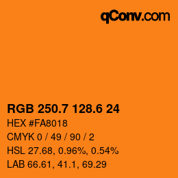 カラーコード: RGB 250.7 128.6 24 | qconv.com