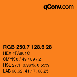 カラーコード: RGB 250.7 128.6 28 | qconv.com