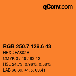 カラーコード: RGB 250.7 128.6 43 | qconv.com