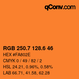カラーコード: RGB 250.7 128.6 46 | qconv.com