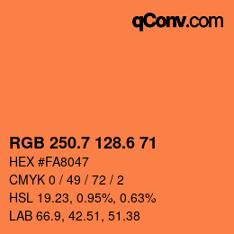 カラーコード: RGB 250.7 128.6 71 | qconv.com