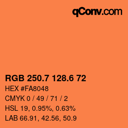 カラーコード: RGB 250.7 128.6 72 | qconv.com