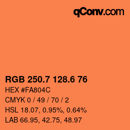 カラーコード: RGB 250.7 128.6 76 | qconv.com