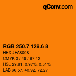 カラーコード: RGB 250.7 128.6 8 | qconv.com