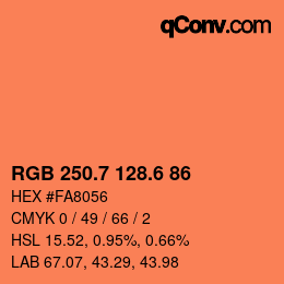 カラーコード: RGB 250.7 128.6 86 | qconv.com