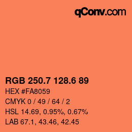 カラーコード: RGB 250.7 128.6 89 | qconv.com