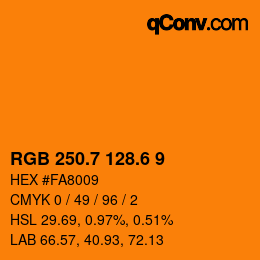 カラーコード: RGB 250.7 128.6 9 | qconv.com
