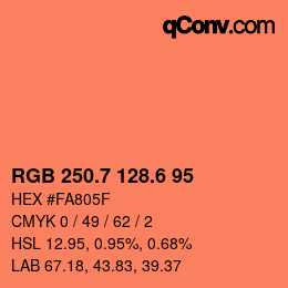 カラーコード: RGB 250.7 128.6 95 | qconv.com