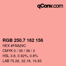 カラーコード: RGB 250.7 162 156 | qconv.com