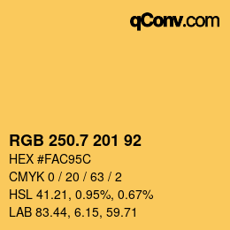 カラーコード: RGB 250.7 201 92 | qconv.com