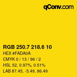 カラーコード: RGB 250.7 218.6 10 | qconv.com