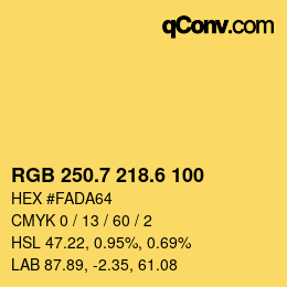 カラーコード: RGB 250.7 218.6 100 | qconv.com