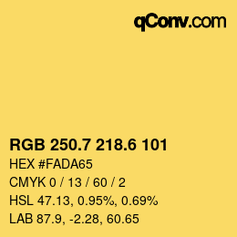 カラーコード: RGB 250.7 218.6 101 | qconv.com