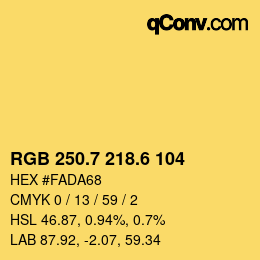 カラーコード: RGB 250.7 218.6 104 | qconv.com