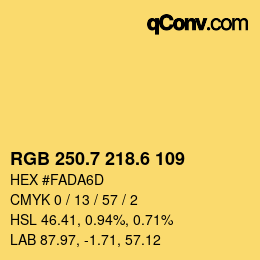 カラーコード: RGB 250.7 218.6 109 | qconv.com