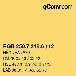 カラーコード: RGB 250.7 218.6 112 | qconv.com