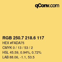 カラーコード: RGB 250.7 218.6 117 | qconv.com