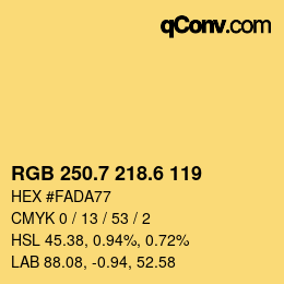 カラーコード: RGB 250.7 218.6 119 | qconv.com