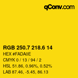 カラーコード: RGB 250.7 218.6 14 | qconv.com