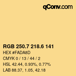 カラーコード: RGB 250.7 218.6 141 | qconv.com