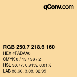 カラーコード: RGB 250.7 218.6 160 | qconv.com