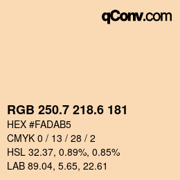 カラーコード: RGB 250.7 218.6 181 | qconv.com