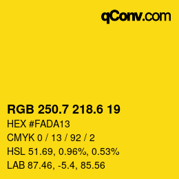 カラーコード: RGB 250.7 218.6 19 | qconv.com