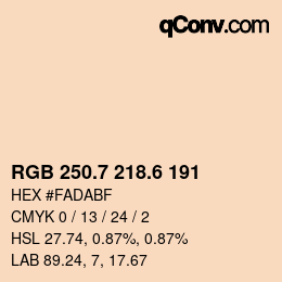 カラーコード: RGB 250.7 218.6 191 | qconv.com