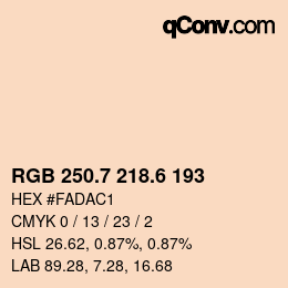 カラーコード: RGB 250.7 218.6 193 | qconv.com