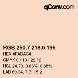 カラーコード: RGB 250.7 218.6 196 | qconv.com