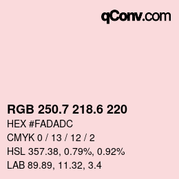 カラーコード: RGB 250.7 218.6 220 | qconv.com