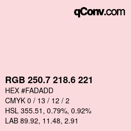 カラーコード: RGB 250.7 218.6 221 | qconv.com