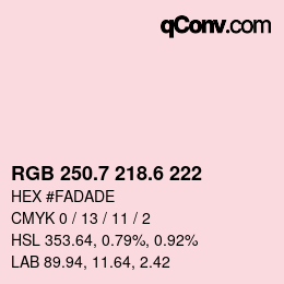 カラーコード: RGB 250.7 218.6 222 | qconv.com