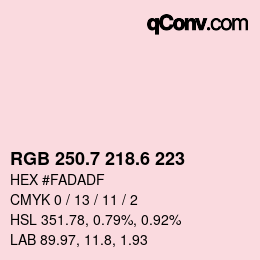 カラーコード: RGB 250.7 218.6 223 | qconv.com