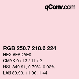 カラーコード: RGB 250.7 218.6 224 | qconv.com