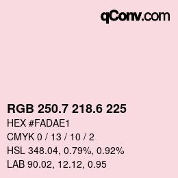カラーコード: RGB 250.7 218.6 225 | qconv.com