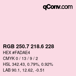 カラーコード: RGB 250.7 218.6 228 | qconv.com