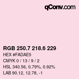 カラーコード: RGB 250.7 218.6 229 | qconv.com