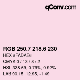 カラーコード: RGB 250.7 218.6 230 | qconv.com